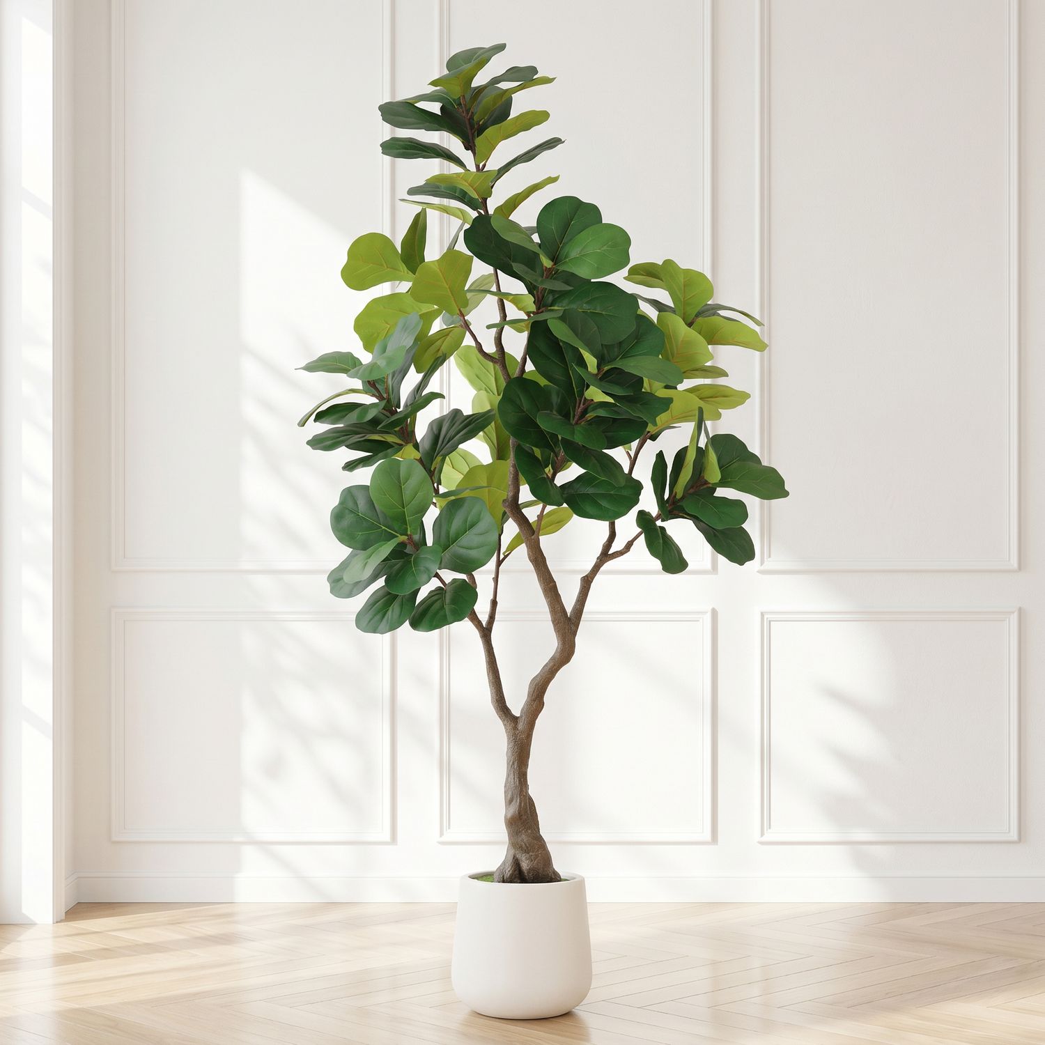 6FT Artificial Fiddle Leaf Fig Tree With Decorative White Pot - Green