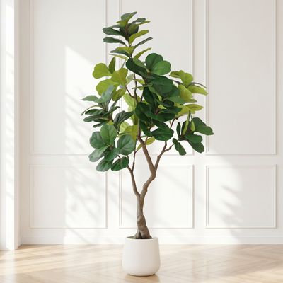 6FT Artificial Fiddle Leaf Fig Tree With Decorative White Pot - Green 6FT Artificial Fiddle Leaf Fig Tree With Decorative White Pot - Green