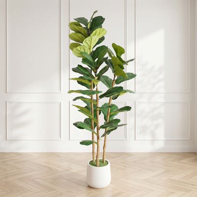 5.2FT Artificial Fiddle Leaf Fig Tree With Decorative White Pot 5.2FT Artificial Fiddle Leaf Fig Tree With Decorative White Pot