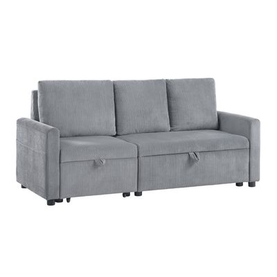 Corduroy Upholstered Sofa with Pull - Out Chaise and - 70x30x35IN Corduroy Upholstered Sofa with Pull - Out Chaise and - 70x30x35IN