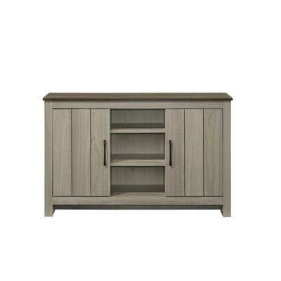 Gray Oak Finish Cabinet with Shelves and Cabinet Doors - Gray, Oak