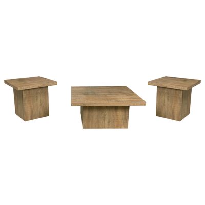 3 - piece Square Coffee and End Table Set, Mango - 23.5 x 23.5 x 21.75