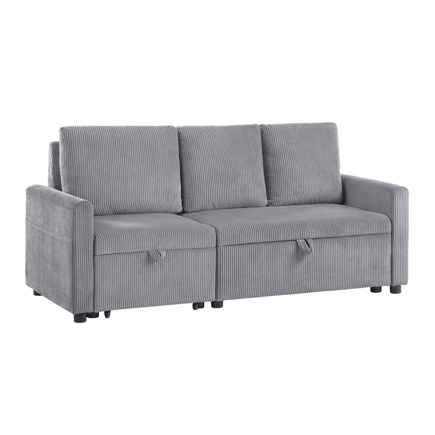 Corduroy Upholstered Sofa with Pull - Out Chaise and Underseat - 30 x Corduroy Upholstered Sofa with Pull - Out Chaise and Underseat - 30 x