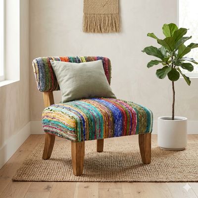 Wooden Upholstered Accent Chair - Multi