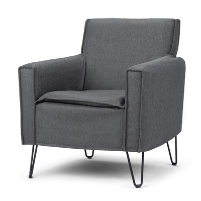 Deacon Accent Chair with Hairpin Legs in Slate Grey Woven Fabric