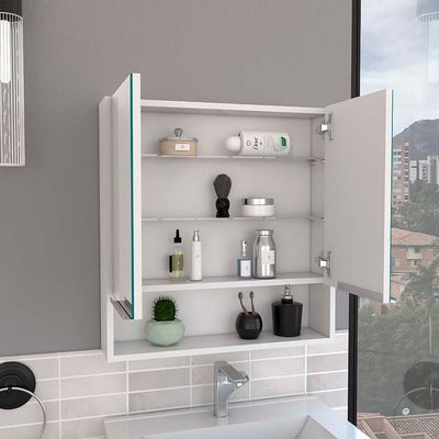 Medicine Cabinet with Mirror Lexington, Three Internal Shelves, White