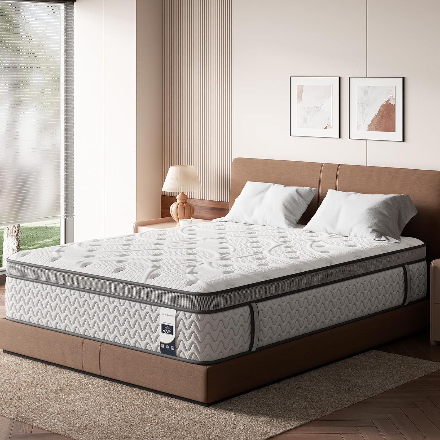 10" King Hybrid Mattresses for Back Pain - White