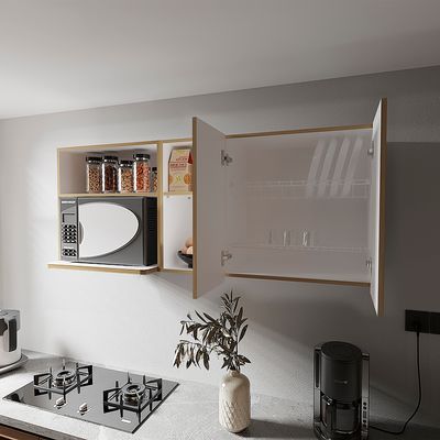 Nucla Wall Cabinet, Kitchen, White/Light Oak - Multi