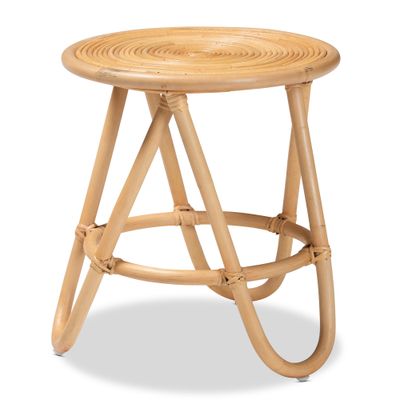 Modern Bohemian Natural Brown Rattan End Table