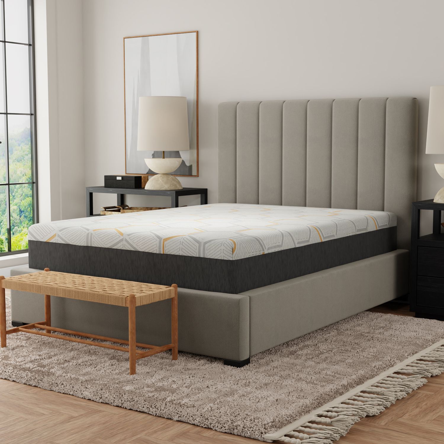 12 12" Copper Gel Cooling Memory Foam Mattress with - 76 x 80 x 12 in.