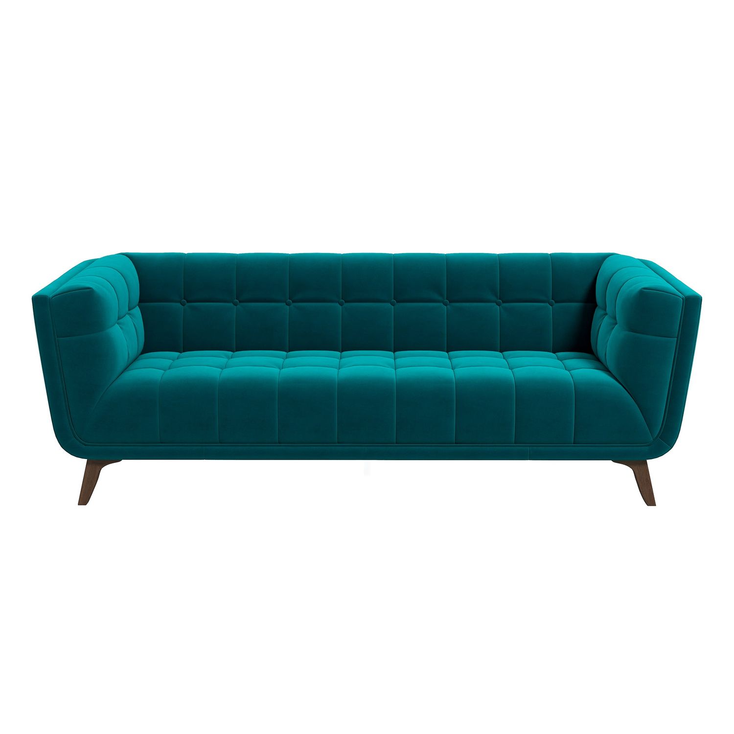 Addison Large Teal Velvet Sofa - Brown, Teal Addison Large Teal Velvet Sofa - Brown, Teal