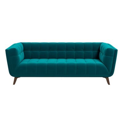 Addison Large Teal Velvet Sofa - Brown, Teal Addison Large Teal Velvet Sofa - Brown, Teal
