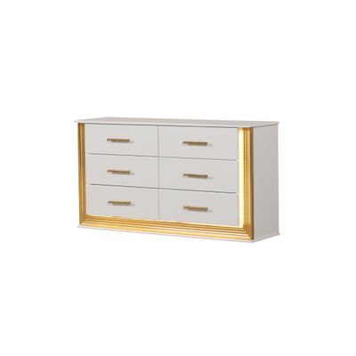 Obsession Contemporary Style 6 - Drawer Dresser Made with Wood & Gold Obsession Contemporary Style 6 - Drawer Dresser Made with Wood & Gold