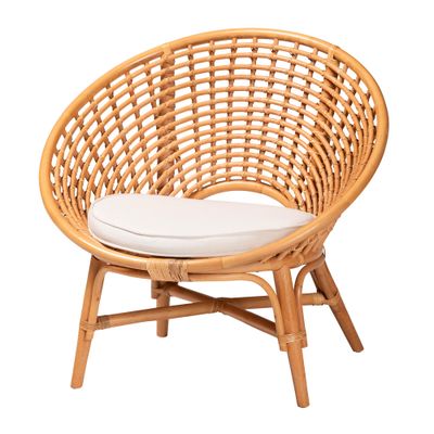 Modern Bohemian Natural Rattan Accent Chair - Honey