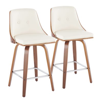 Mid - Century Modern Fixed - Height Counter Stool with Swivel in