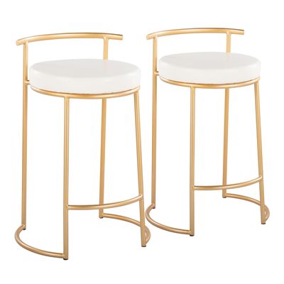 Round 26" Contemporary Fixed - Height Counter Stool in Gold Metal and