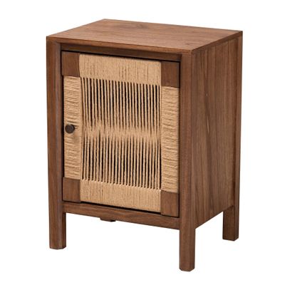 Modern Bohemian Walnut Brown Finished Bayur Wood Nightstand