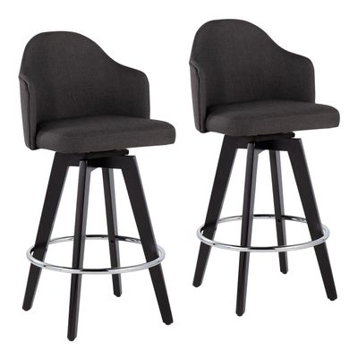 Contemporary 26 Fixed - Height Counter Stool with Black Wood Legs and