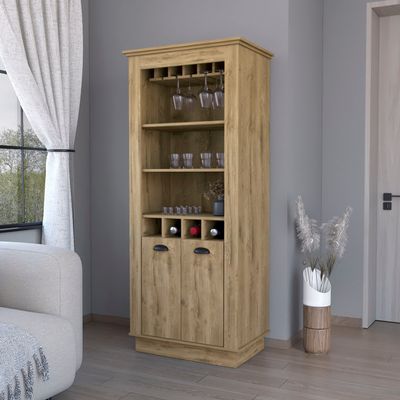 Macadamia 4 - Built In Wine Rack Bar Cabinet - Brown