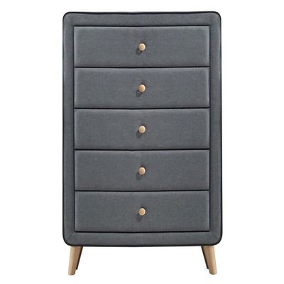 Light Grey Upholstered 5 - drawer Chest Light Grey Upholstered 5 - drawer Chest