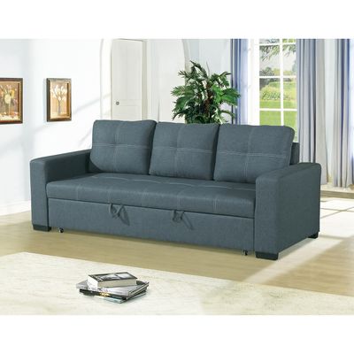 3 Seats Polyfiber Convertible Sleeper Sofa, Blue Grey - Blue - gray 3 Seats Polyfiber Convertible Sleeper Sofa, Blue Grey - Blue - gray