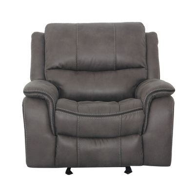 Transitional Style Dark Gray Finish Glider Recliner Arms Pillow Top