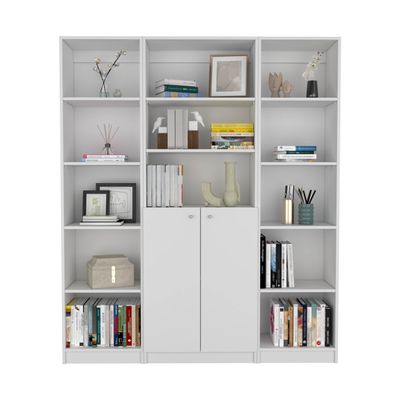 Aberdeen 3 Piece Living Room Set with 3 Bookcases, White Aberdeen 3 Piece Living Room Set with 3 Bookcases, White