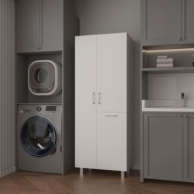 White 1 - Drawer Modern Storage Cabinet with 2 Doors and Metal Legs