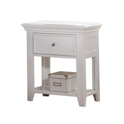 1 Drawer and Open Bottom Shelf Wooden Nightstand in White Finish