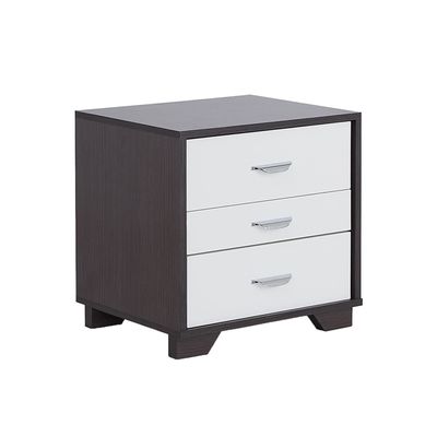 Two - tone Finish Nightstand with 3 Drawers, White and Black - Black