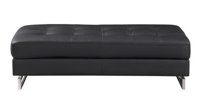 Global United Genuine Leather Ottoman - Black