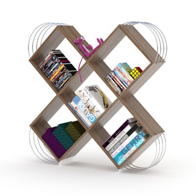 Case X Design Modern 5 Tier Bookcase - Walnut Case X Design Modern 5 Tier Bookcase - Walnut