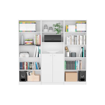 Penrose 3 Piece Living Room Set with 3 Bookcases, White Penrose 3 Piece Living Room Set with 3 Bookcases, White