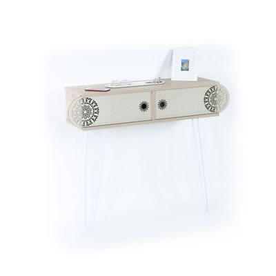 Lora Metal Legs 2 Tier Console Table - Plain Light Oak Lora Metal Legs 2 Tier Console Table - Plain Light Oak