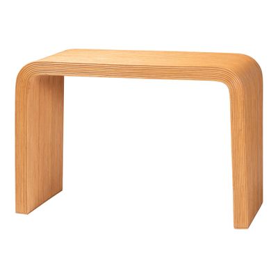 Bohemian Light Honey Fluted Rattan Console Table