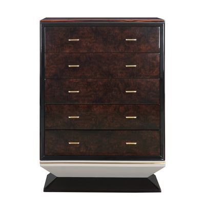 Jamonica Glossy Wood Grain Top & Gold Chest - Gold, Wood Jamonica Glossy Wood Grain Top & Gold Chest - Gold, Wood