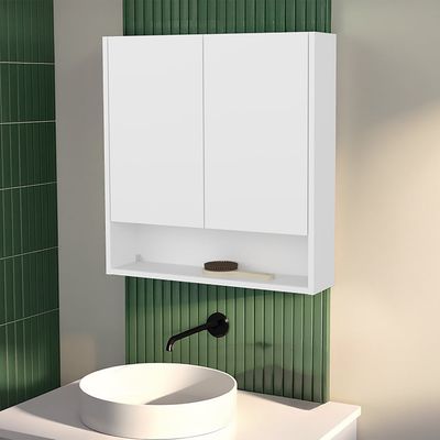 White Wall - Mounted Medicine Cabinet with 2 Doors and 3 Shelves