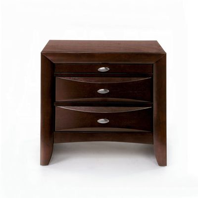 Wooden Nightstand with 2 Drawers and 1 Tray, Espresso