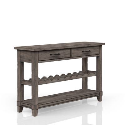 Console Table W/ Wine Bottle Storage & Storage Drawers - Gray