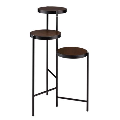 Black and Walnut 3 - tier Foldable Plant Stand Black and Walnut 3 - tier Foldable Plant Stand
