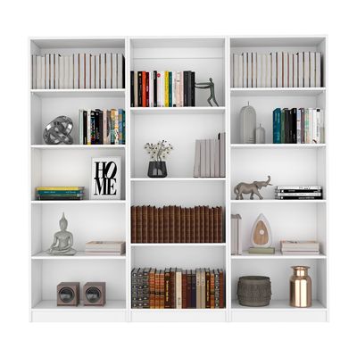 Blende 3 Piece Living Room Set with 3 Bookcases, White Blende 3 Piece Living Room Set with 3 Bookcases, White