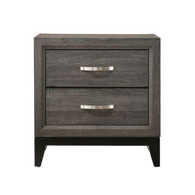 Wooden Nightstand with 2 Drawers in Weathered Gray Finish
