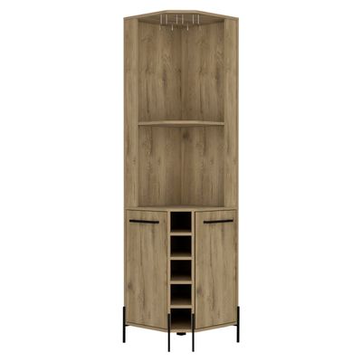 Corner Bar Cabinet Shopron, Living Room, Aged Oak - Beige