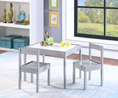 Gibson 3 - Piece Dry Erase Kids Table & Two Chair Set, Gray
