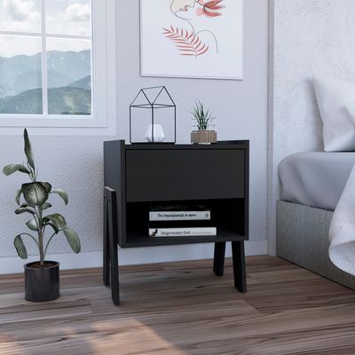 Joy Nightstand, End Table, Side Table Four Legs, One Open Shelf