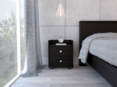 Aura Nightstand, End Table, Side Table Metal Handle, Two Drawers