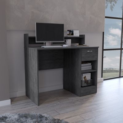 Computer Desk Delmar with Open Storage Shelves and Single Drawer Computer Desk Delmar with Open Storage Shelves and Single Drawer