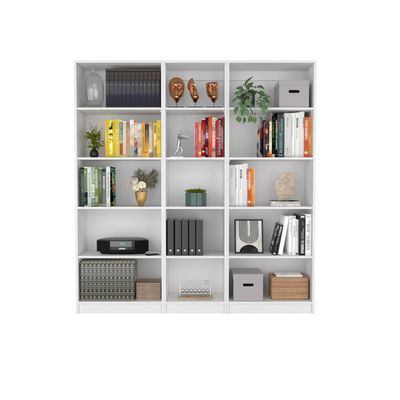 Olson 3 Piece Living Room Set with 3 Bookcases, White Olson 3 Piece Living Room Set with 3 Bookcases, White