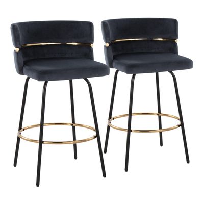 26 Contemporary Fixed - Height Counter Stool with Swivel in Black