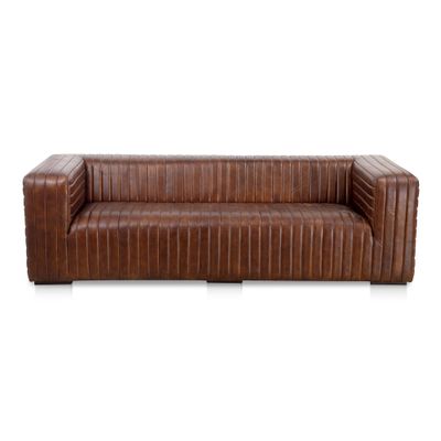 Sofa, Seats 3, Channel - Stitched Top - Grain Leather, Dark Brown Sofa, Seats 3, Channel - Stitched Top - Grain Leather, Dark Brown
